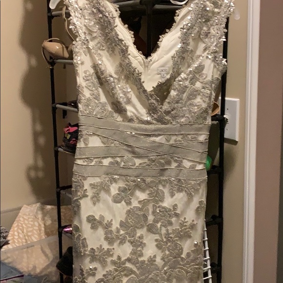 NWT Cache silver and white lace dress size 0